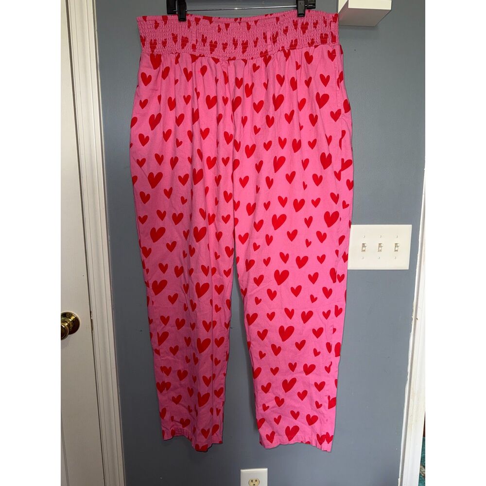 Lucy & Yak Smocked High Waist Heart Pants | Size XL | Maximalist, Colorful